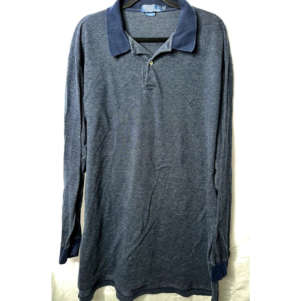 Polo Ralph Lauren Mens Size 3XLT Blue Heathered Blue Pony Long Sleeve Shirt